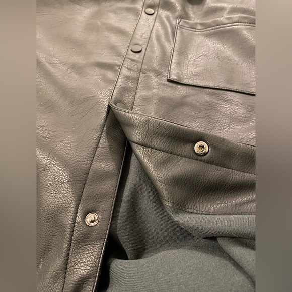 Zara Short Sleeve Faux Leather Shirt - Size Large - Picture 7 of 10